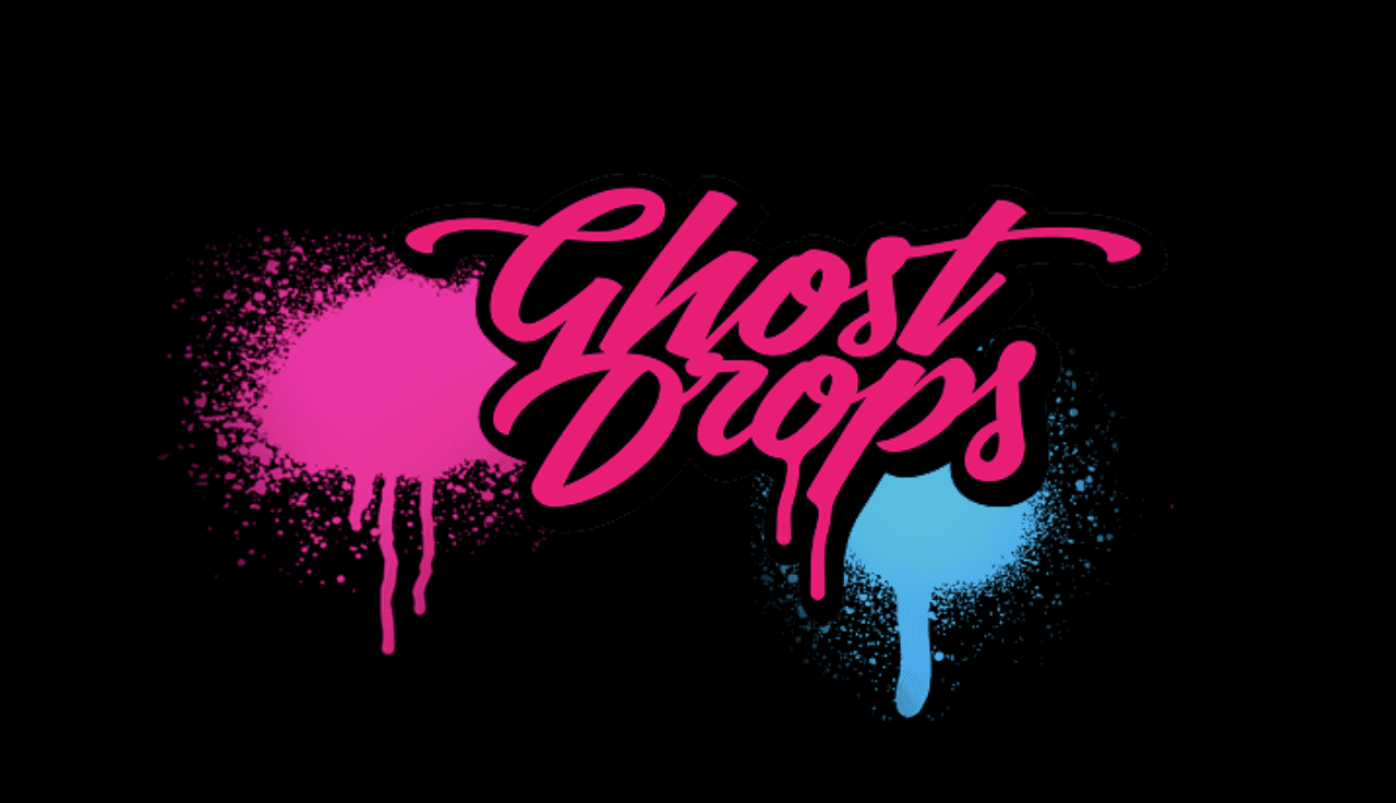 Logo Ghost Drops auf schwarzem Hintergrund