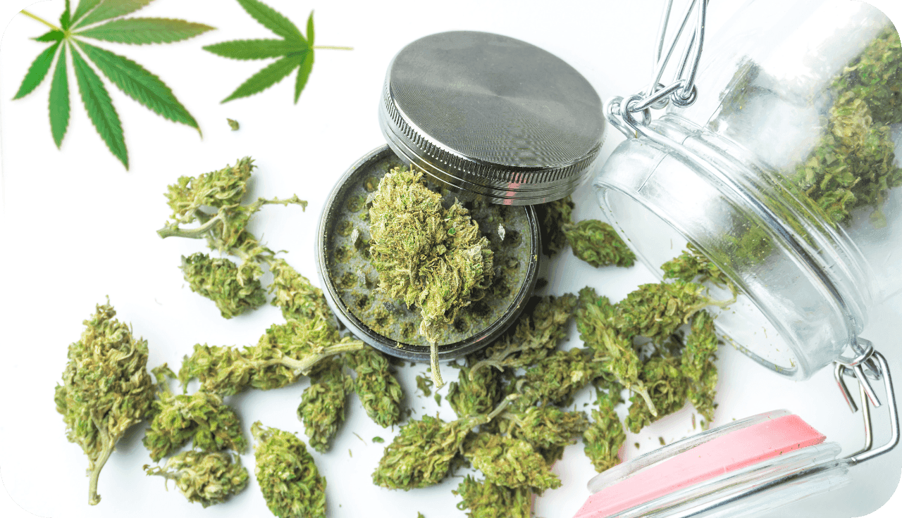 Cannabis im Glasbehälter